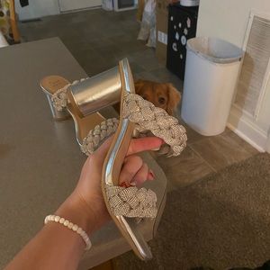 Super trendy cute silver sparkle heels